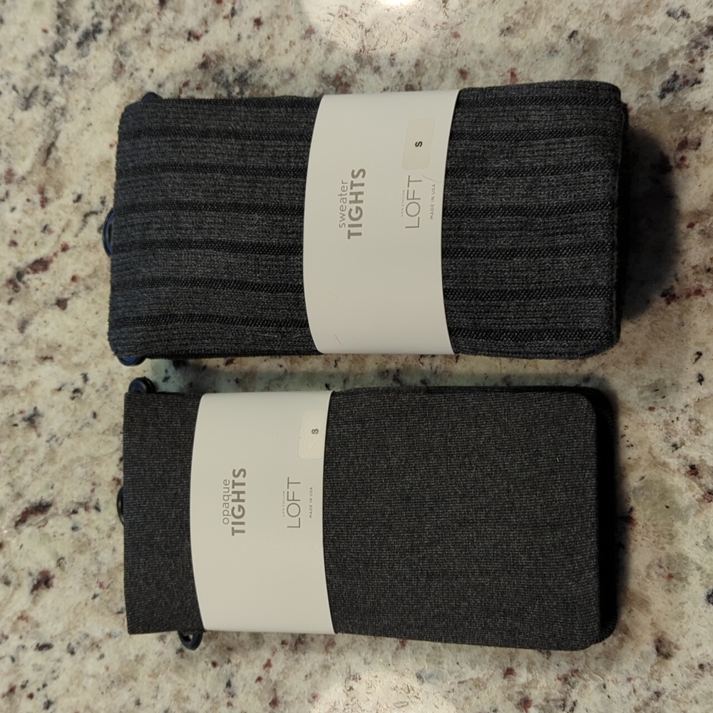 NWT LOFT Gray Opaque and Sweater Tights Sz Small